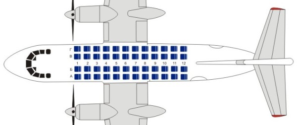 Схема салона Ан-24 авиакомпании Турухан
