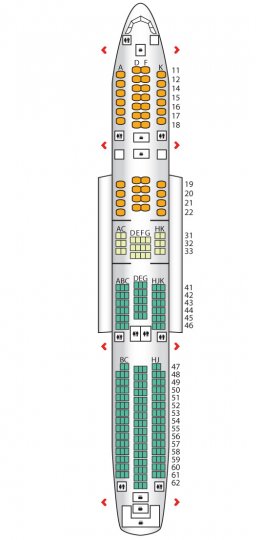 Схема салона A350-900 Singapore Airlines