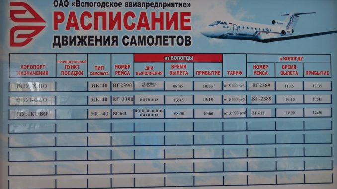 Расписание аэропорта Вологда