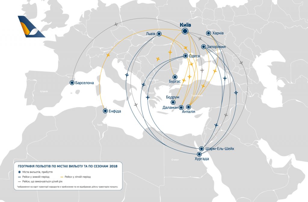 Маршрутная сеть Azur Air Ukraine (нажмите на картинку, чтобы посмотреть в полный размер)