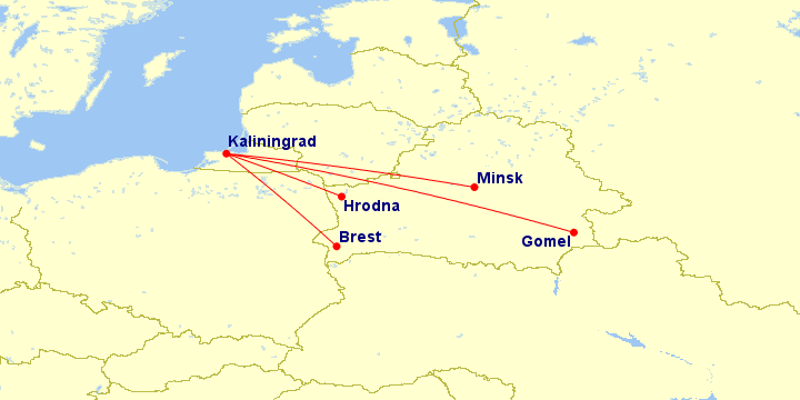 Летние рейсы из городов Белоруссии в Калининград