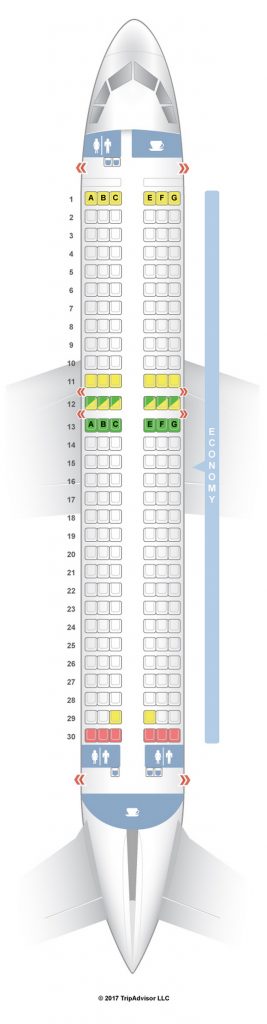 Схема салона Airbus A320 авиакомпании FlyOne