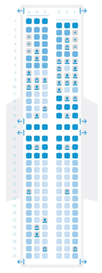 Схема салона самолетов Боинг 737 Победы