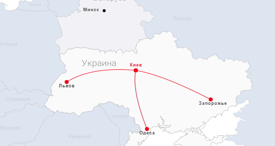 Маршрутная сеть из Киева