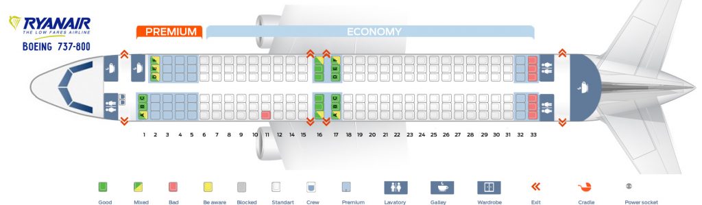 Схема салона Boeing 737-800 Ryanair